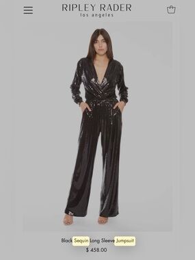 Ripley Rader Black Sequin Wrap Jumpsuit